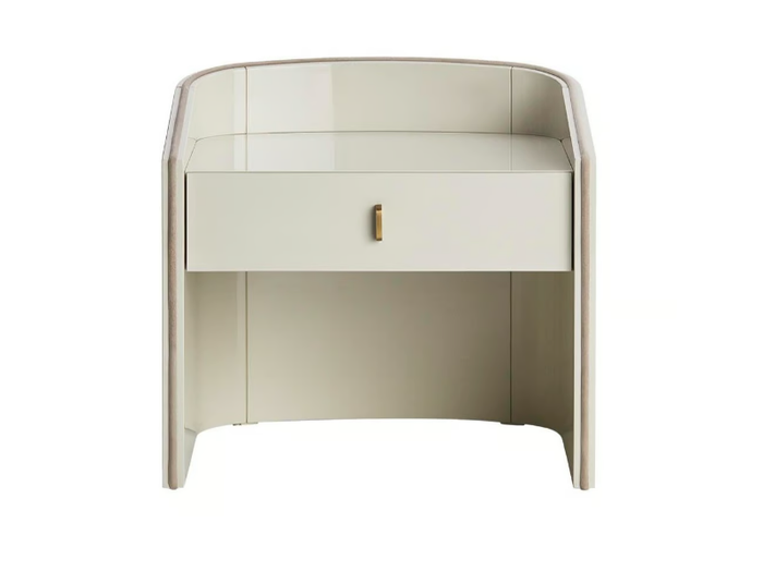 CORALINA II - Rounded rectangular wooden bedside table with drawers _ Casa Magna